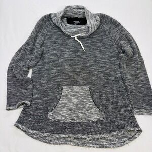 Kensie Performance Womens Large Space Dye Cowl Neck Quick Dry Pullover Gray